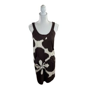 Diane Von Furstenberg Cookie Island Clover 100% Silk Dress Brown & Cream Size 2